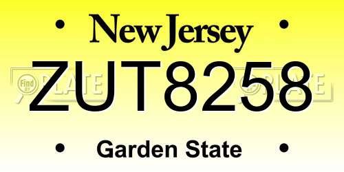 ZUT8258 New Jersey License Plate