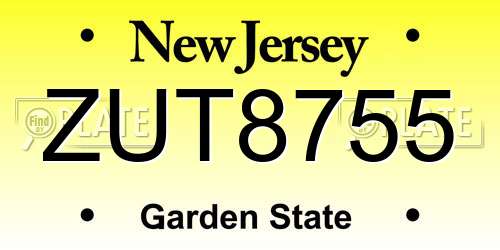 ZUT8755 New Jersey License Plate