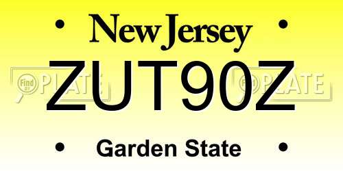 ZUT90Z New Jersey License Plate