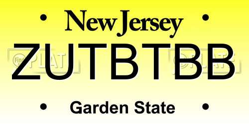 ZUTBTBB New Jersey License Plate