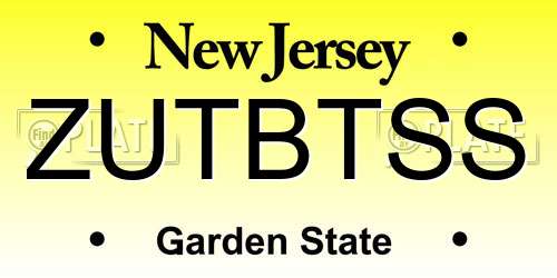 ZUTBTSS New Jersey License Plate