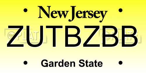 ZUTBZBB New Jersey License Plate