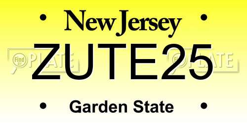 ZUTE25 New Jersey License Plate