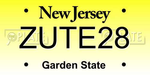 ZUTE28 New Jersey License Plate