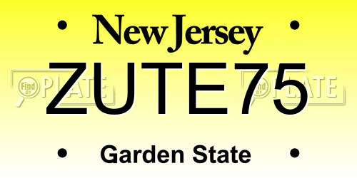 ZUTE75 New Jersey License Plate