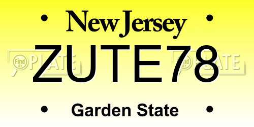ZUTE78 New Jersey License Plate