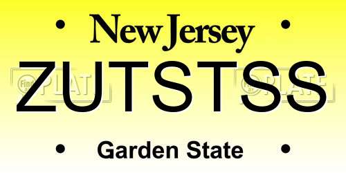 ZUTSTSS New Jersey License Plate