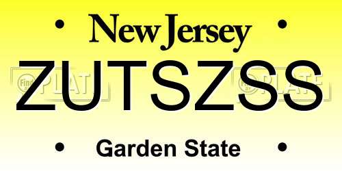 ZUTSZSS New Jersey License Plate