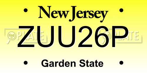 ZUU26P New Jersey License Plate