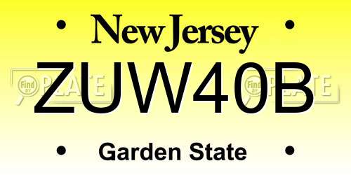 ZUW40B New Jersey License Plate