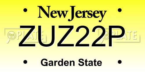 ZUZ22P New Jersey License Plate