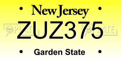 ZUZ375 New Jersey License Plate