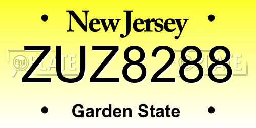 ZUZ8288 New Jersey License Plate