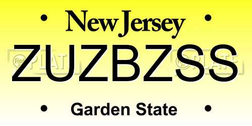 ZUZBZSS New Jersey License Plate