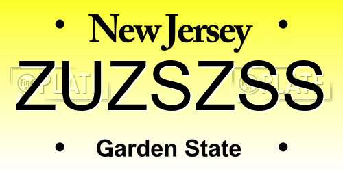 ZUZSZSS New Jersey License Plate