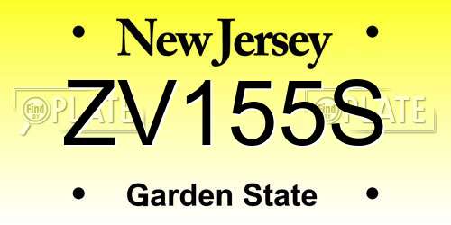 ZV155S New Jersey License Plate