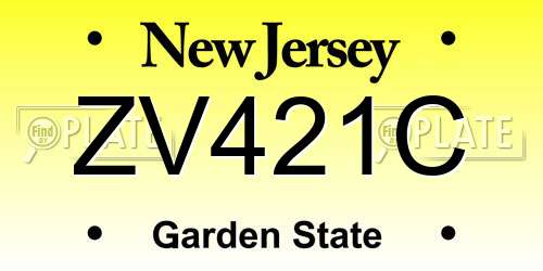 ZV421C New Jersey License Plate