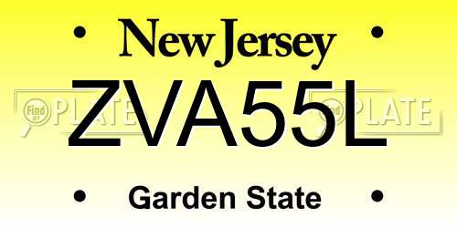 ZVA55L New Jersey License Plate