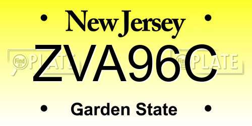 ZVA96C New Jersey License Plate