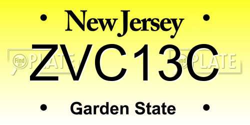 ZVC13C New Jersey License Plate