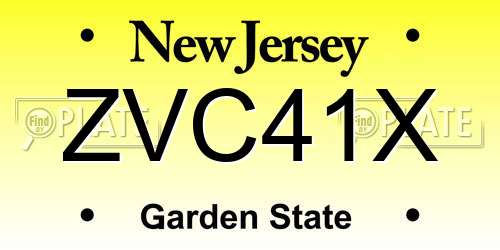 ZVC41X New Jersey License Plate
