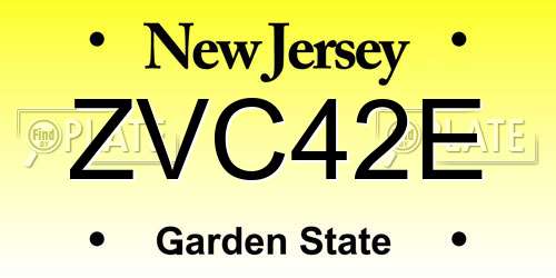 ZVC42E New Jersey License Plate