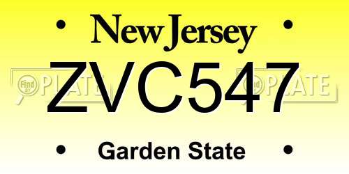 ZVC547 New Jersey License Plate