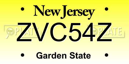 ZVC54Z New Jersey License Plate