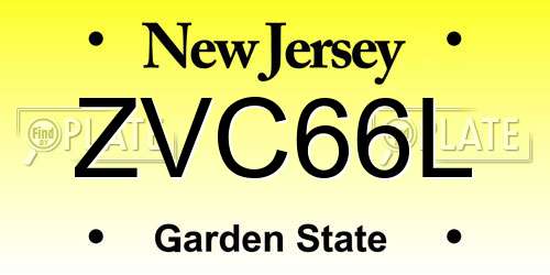 ZVC66L New Jersey License Plate