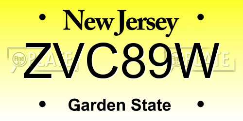 ZVC89W New Jersey License Plate