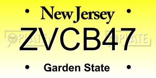 ZVCB47 New Jersey License Plate