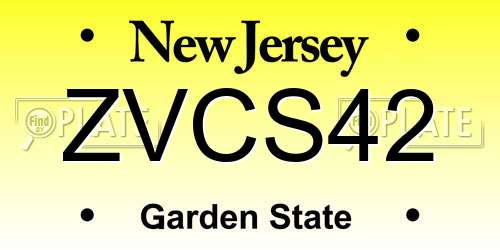 ZVCS42 New Jersey License Plate