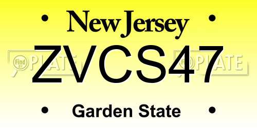 ZVCS47 New Jersey License Plate