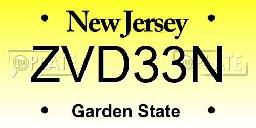 ZVD33N New Jersey License Plate