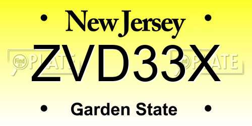 ZVD33X New Jersey License Plate