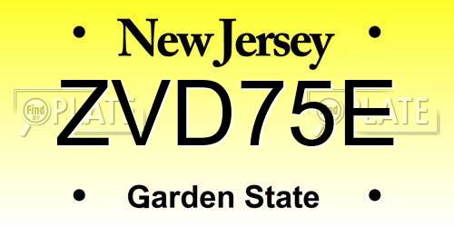 ZVD75E New Jersey License Plate