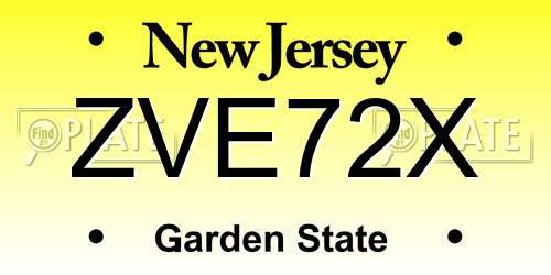 ZVE72X New Jersey License Plate