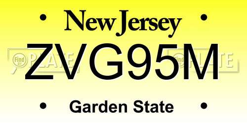 ZVG95M New Jersey License Plate