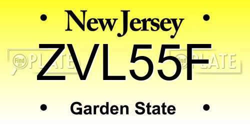 ZVL55F New Jersey License Plate