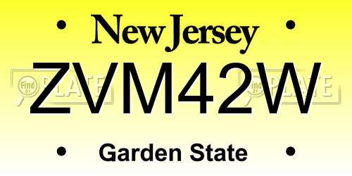 ZVM42W New Jersey License Plate