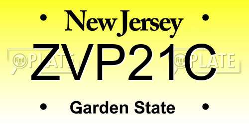 ZVP21C New Jersey License Plate