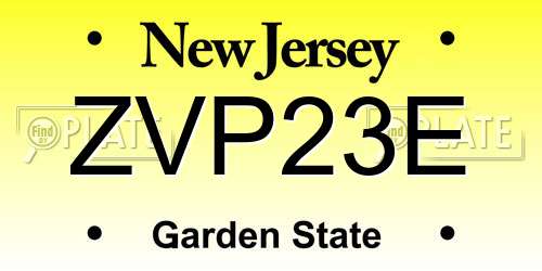 ZVP23E New Jersey License Plate
