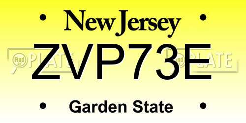 ZVP73E New Jersey License Plate