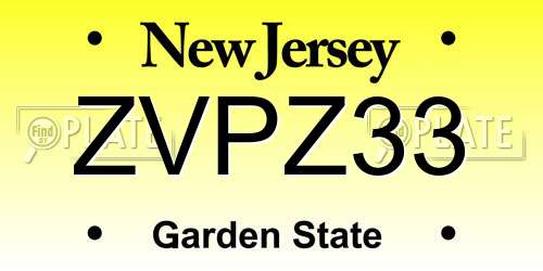 ZVPZ33 New Jersey License Plate