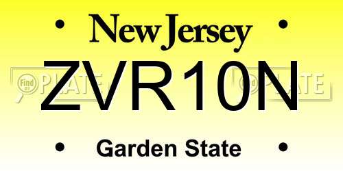 ZVR10N New Jersey License Plate