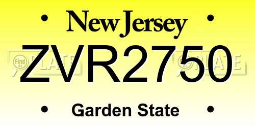 ZVR2750 New Jersey License Plate