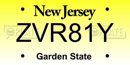 ZVR81Y New Jersey License Plate