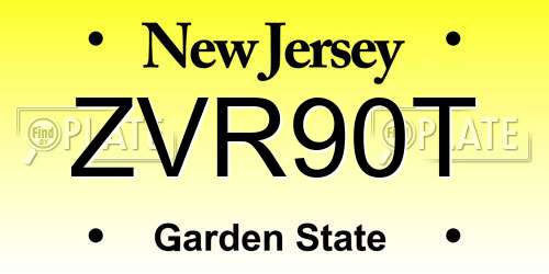ZVR90T New Jersey License Plate
