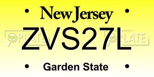 ZVS27L New Jersey License Plate