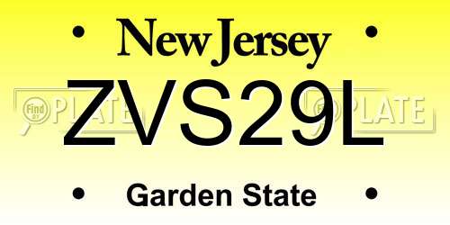 ZVS29L New Jersey License Plate